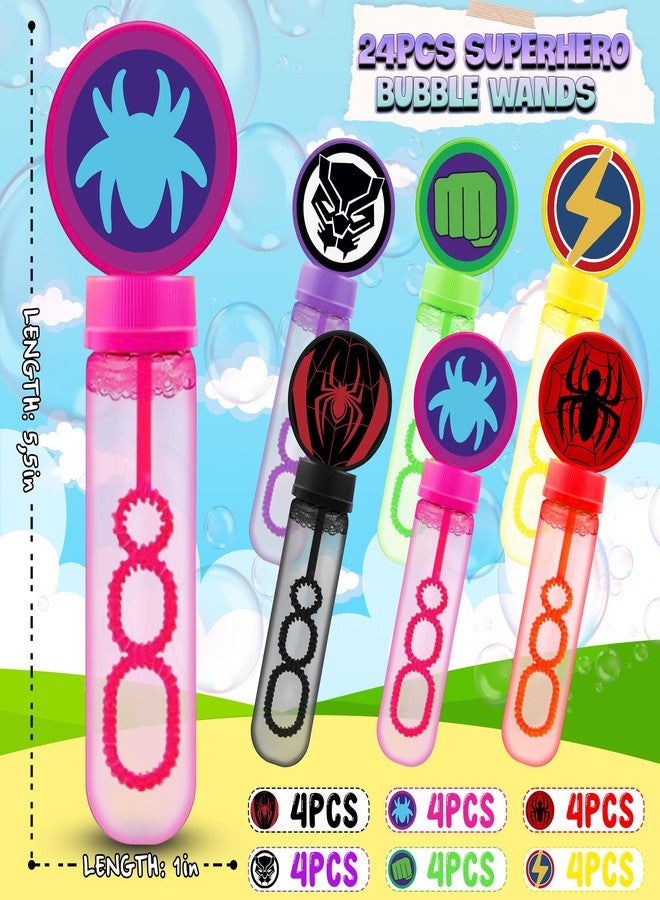 Time4Relax 24Pcs Superhero Bubble Wands for Amazing Theme Party Favors - Kids and His Friends Birthday Party Supplies - Outdoor Summer Toys - Valentine Christmas Easter Gift - Spider Goodie Bag Stuffers - Image 2